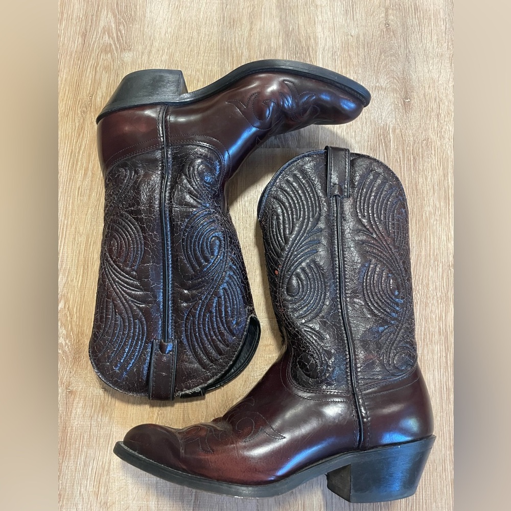Laredo Brown Leather Cowboy Boots